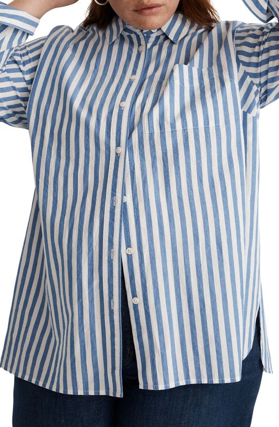 Madewell The Plus Signature Poplin Oversize Button-up Shirt In Hermitage Blue