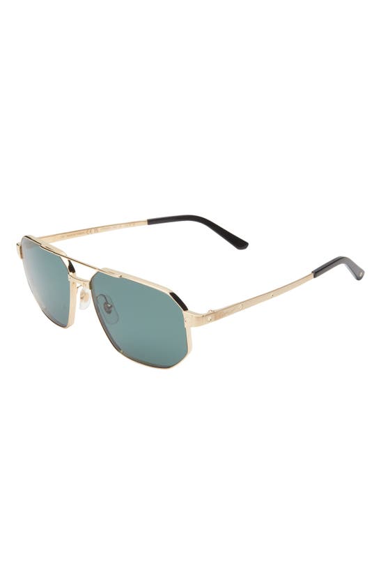 Shop Cartier 60mm Polarized Pilot Sunglasses In Gold