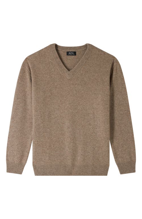 Shop Apc A.p.c. Dany Yak Hair V-neck Sweater In Mastic Chine