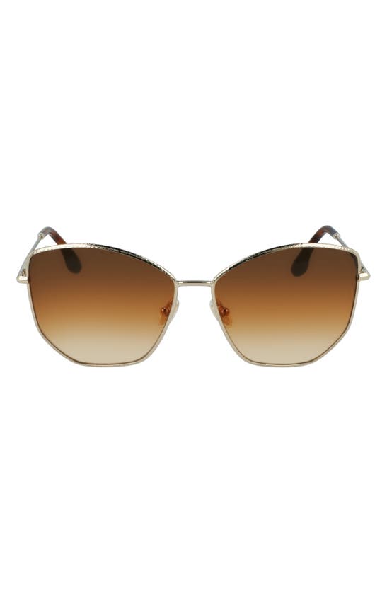 Shop Victoria Beckham Hammered 59mm Sunglasses In Gold-brown
