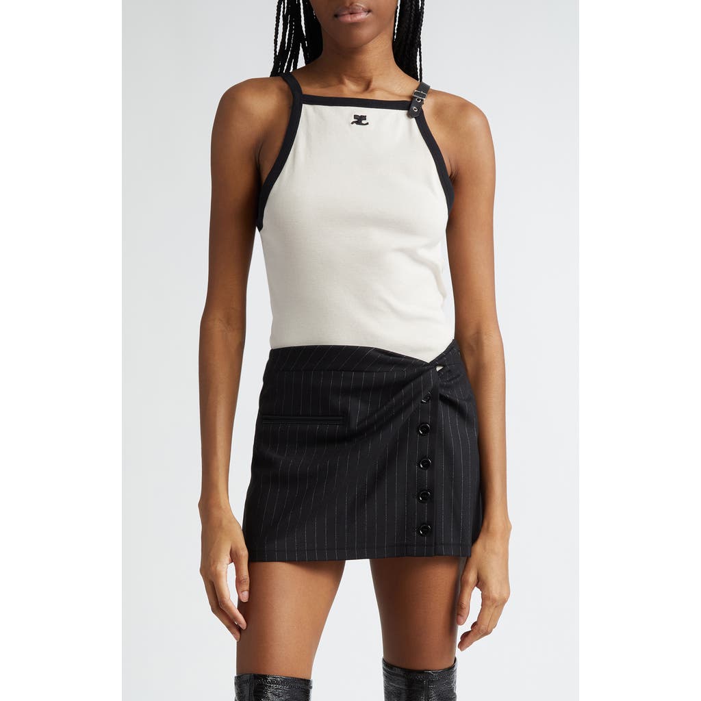 Courrèges Buckle Strap Top In Lime Stone/black
