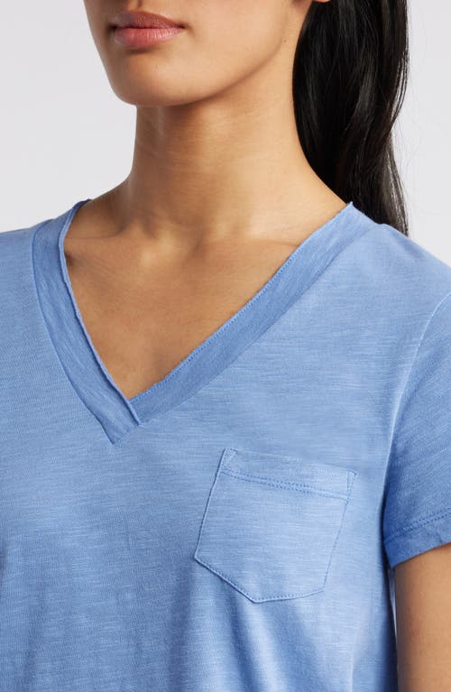 Shop Caslonr Caslon(r) V-neck Short Sleeve Pocket T-shirt In Blue Colony