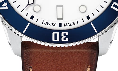 Movado Calendoplan Leather Strap Watch, 40mm In White