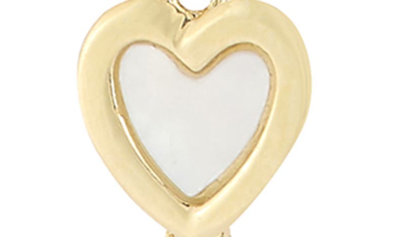 Shop Ember Fine Jewelry Mother Of Pearl Heart Station Threader Earrings In 14k Gold