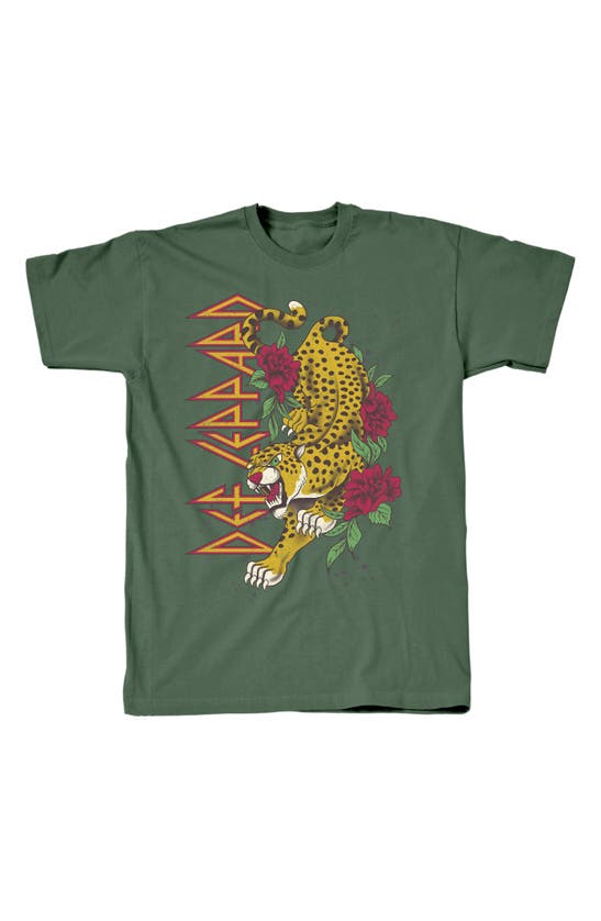 Shop Tsc Miami Def Leppard Wild Cat Graphic T-shirt In Military Green