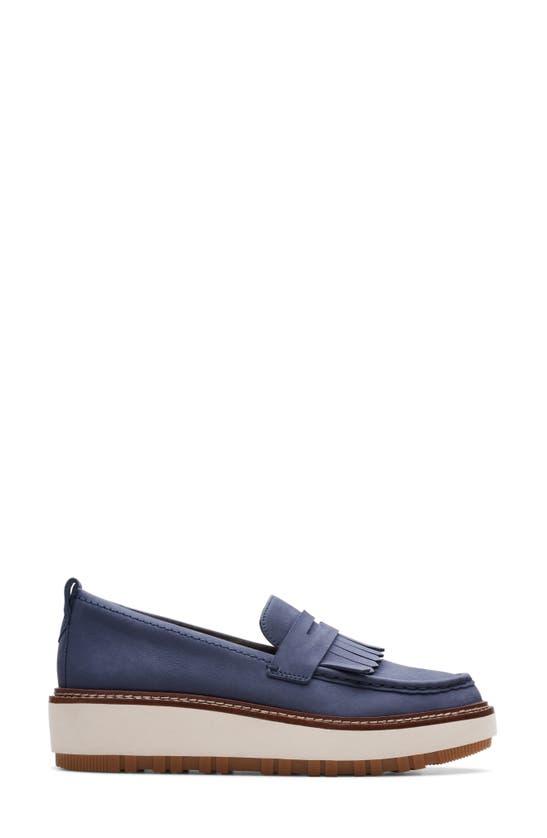 Shop Clarks (r) Orianna Platform Penny Loafer In Navy Nubuck