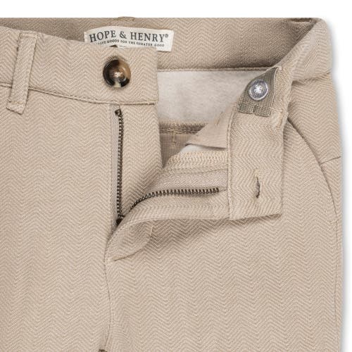 Hope & Henry Baby Boys' Fleece Suit Pant, Infant In Taupe Herringbone Fleece