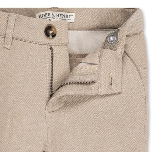 Shop Hope & Henry Boys' Fleece Suit Pant, Toddler In Taupe Herringbone Fleece