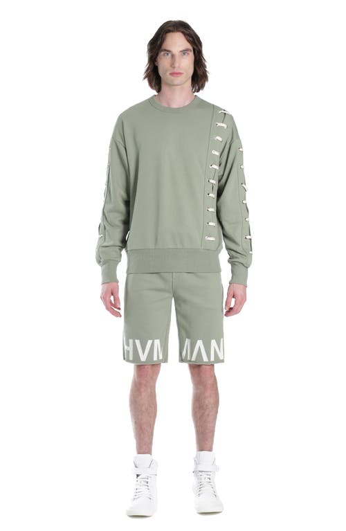 Hvman Lace-up Sweatshirt In Green Lace