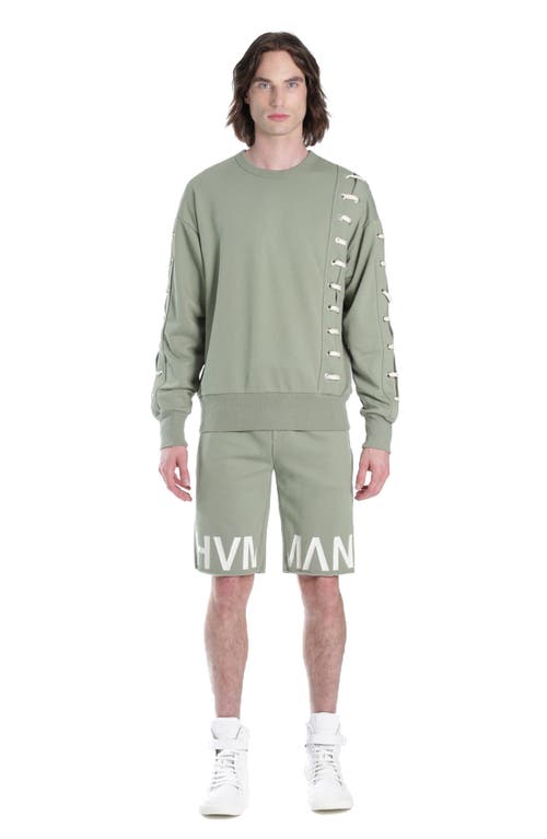 Shop Hvman Lace-up Sweatshirt In Green Lace