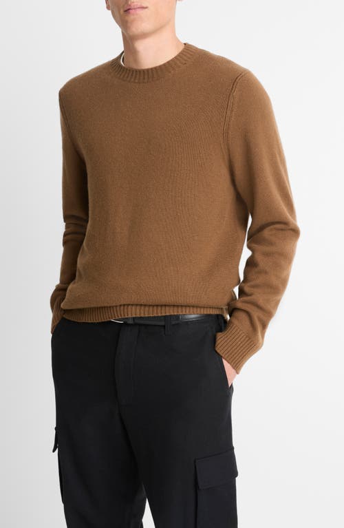 Shop Vince Classic Wool & Cashmere Crewneck Sweater In Vicuna