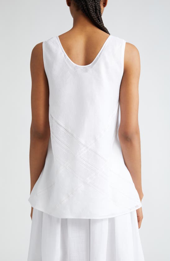 Shop Max Mara Ebridi Lace Trim Sleeveless Top In Optical White