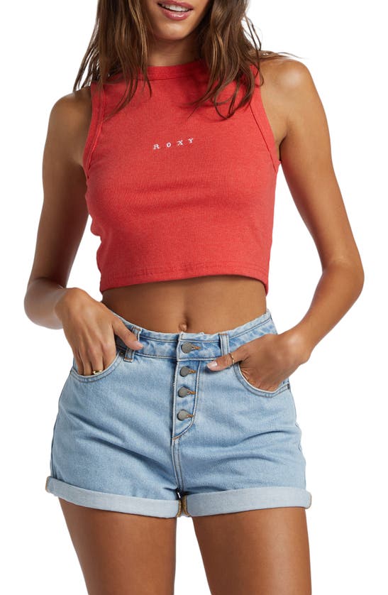 Shop Roxy Roxify Sleeveless Rib Crop Top In Hibiscus