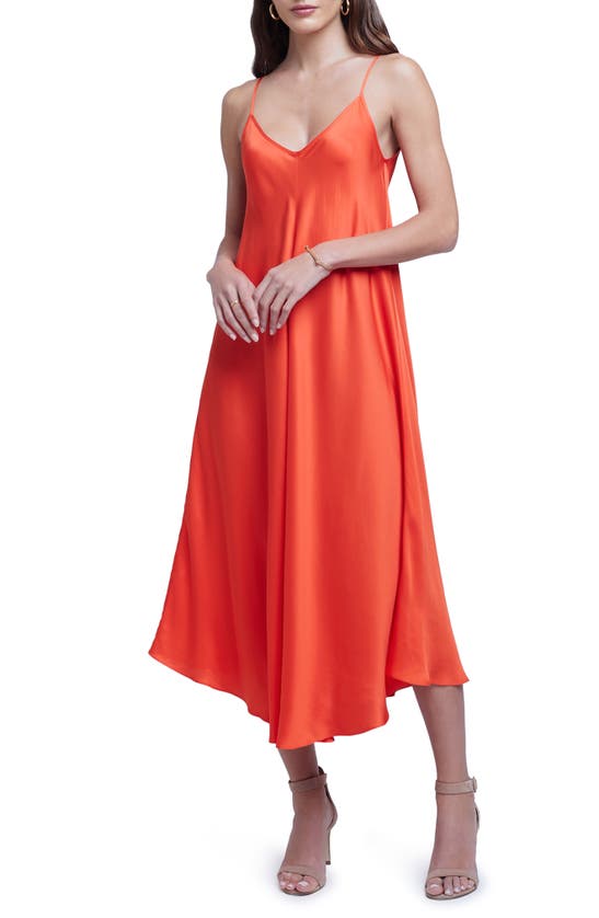 L Agence Lorraine Sleeveless Trapeze Midi Dress In Cherry Tomato