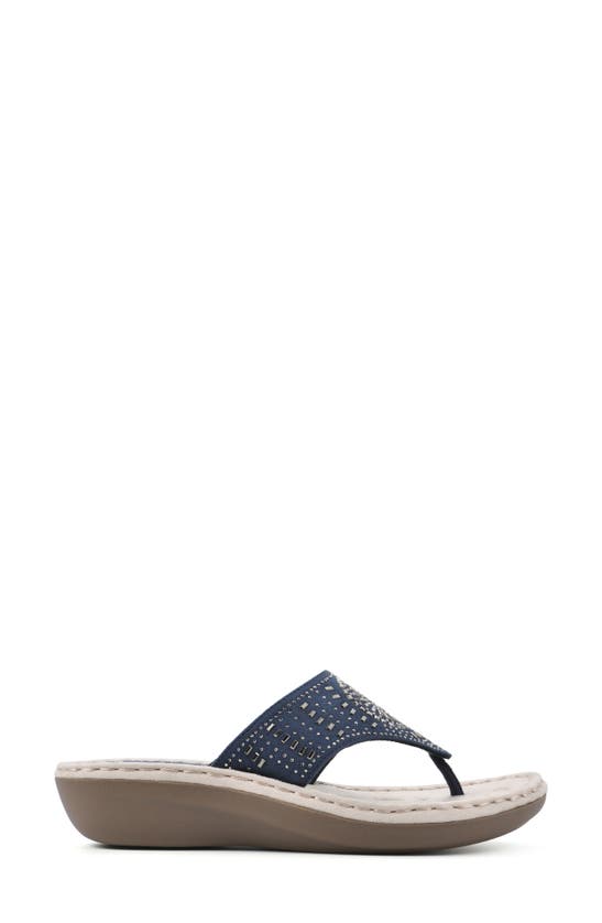 Cliffs By White Mountain Cienna Thong Sandal In Navy Fabric