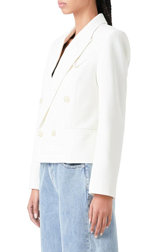 Shop Grey Lab Double Breasted Blazer In White