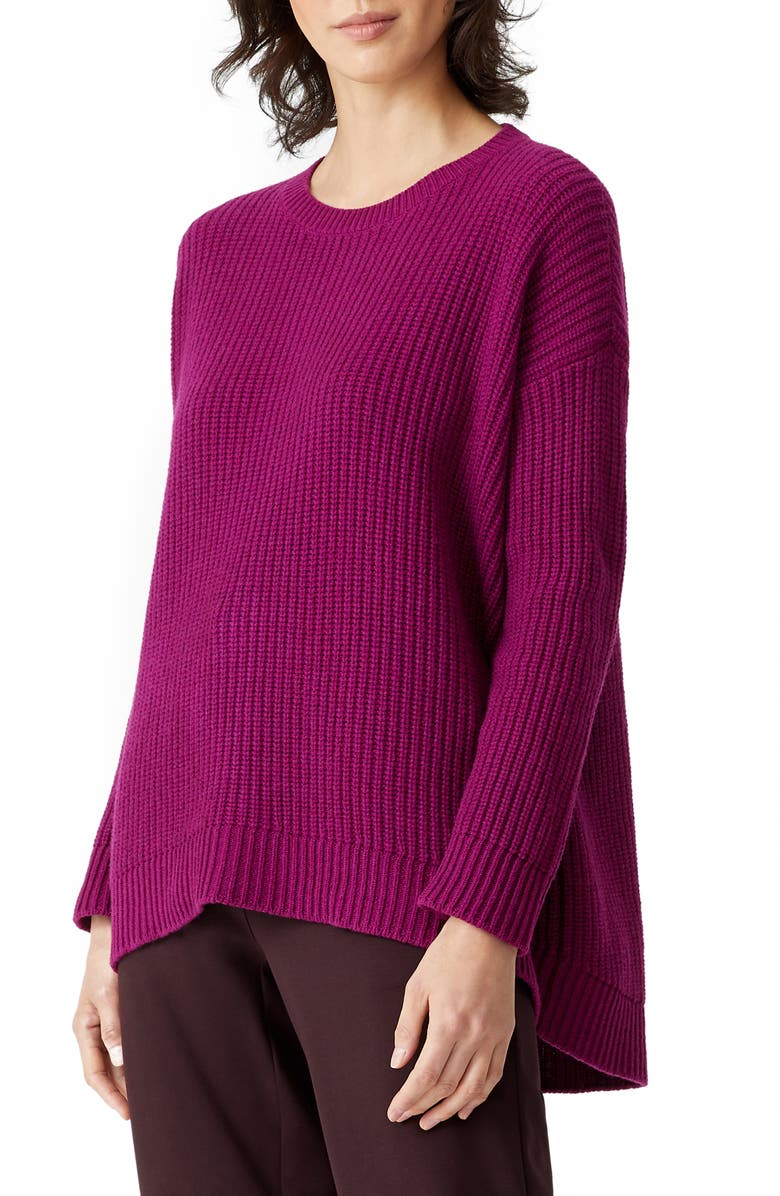 Eileen Fisher High/Low Recycled Cashmere & Wool Sweater, Main, color, 