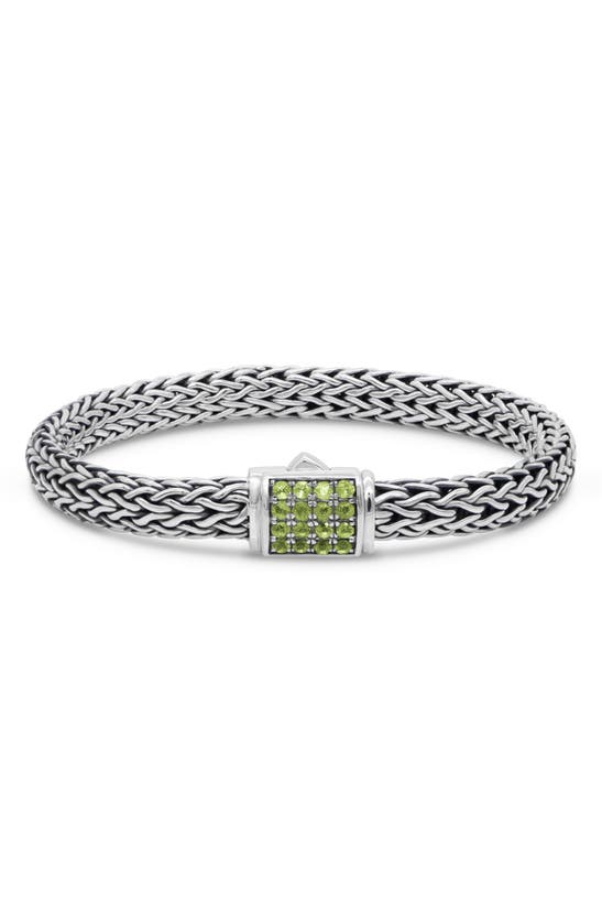 Shop Devata Sterling Silver Semiprecious Stone Chain Bracelet In Silver Green