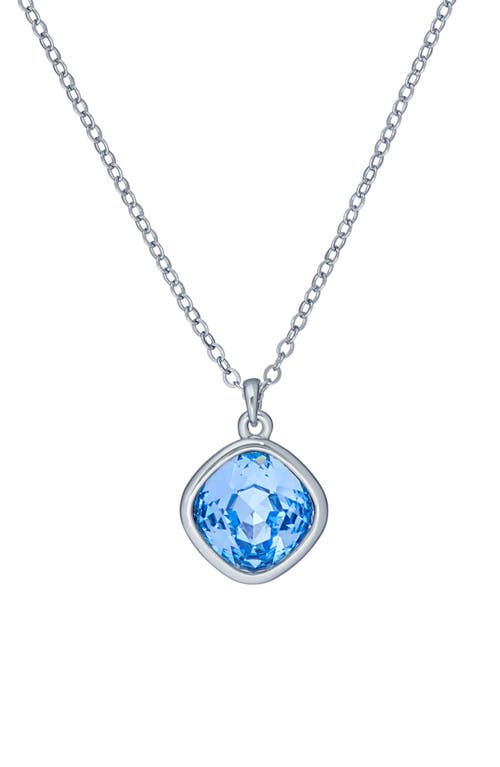 Crastel Round Crystal Pendant Necklace in Silver/Light Blue Crystal