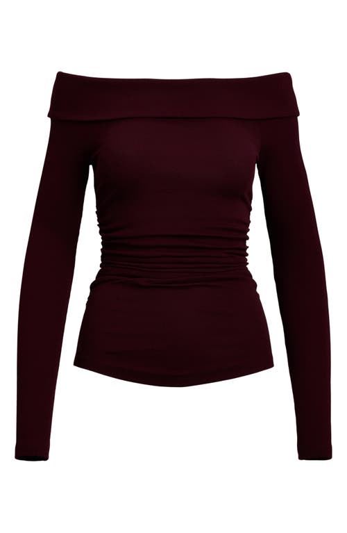 Ralph Lauren Lauren  Rib Off The Shoulder Top In Pinot Noir