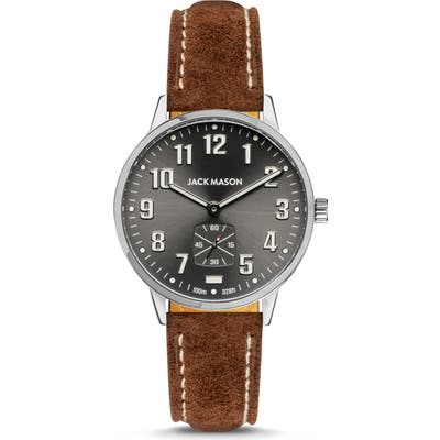 Jack Mason Field Sub Second Leather Strap Watch,