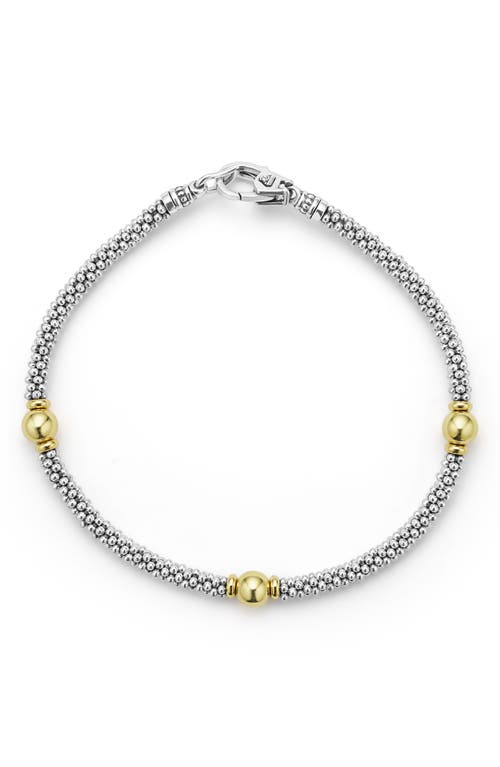 Lagos Signature Caviar Beaded Station Bracelet In Two-tone