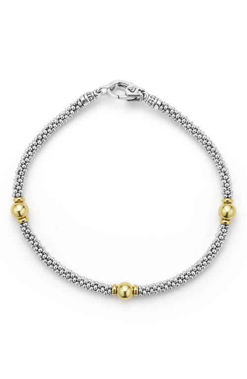 Shop Lagos Signature Caviar Beaded Station Bracelet In Two-tone