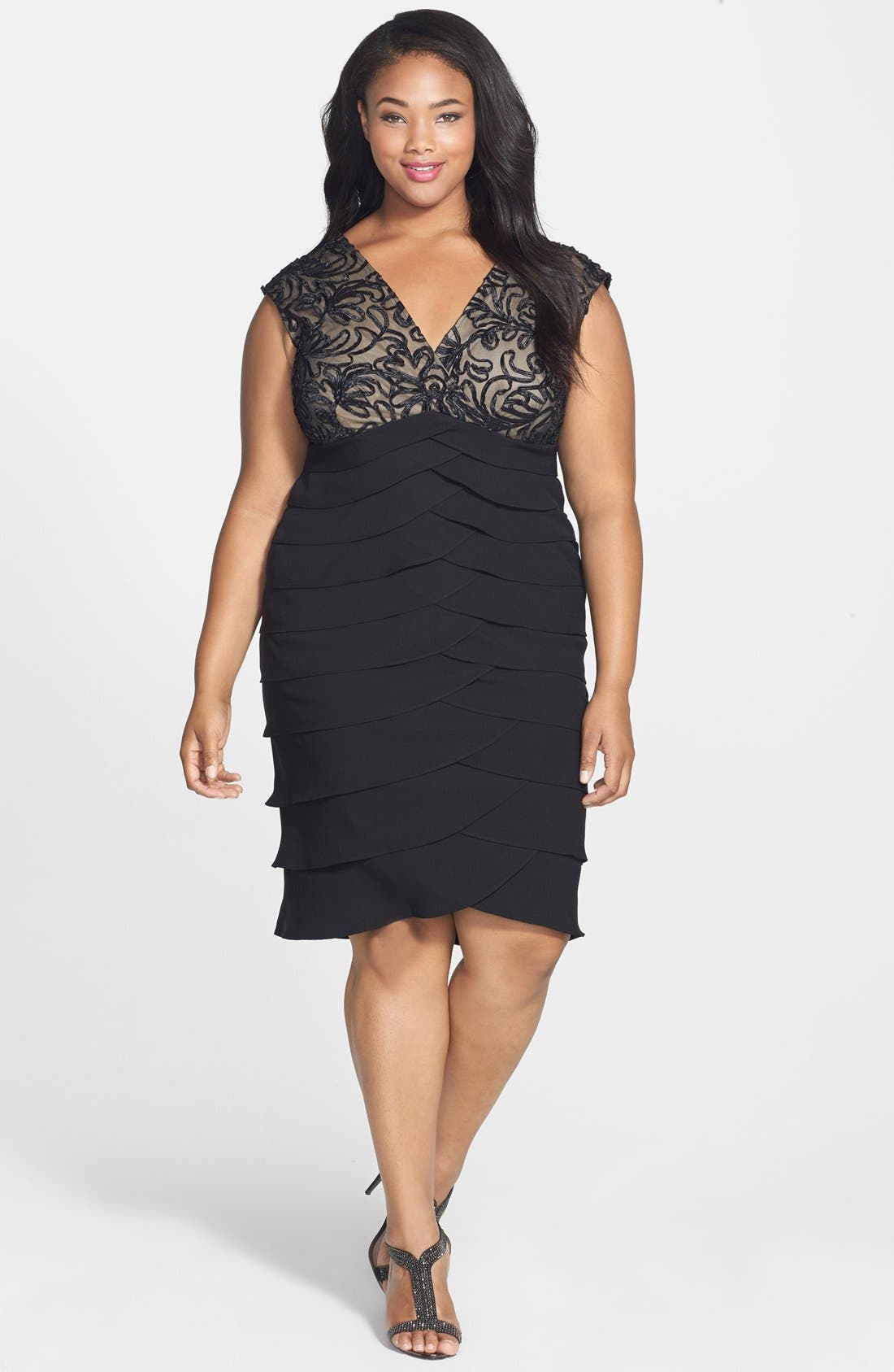 Jessica Howard Lace Bodice Tiered Skirt Sheath Dress (Plus Size) Nordstrom