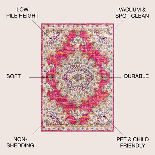Jonathan Y Bohemian Flair Boho Vintage Medallion Area Rug In Pink/cream
