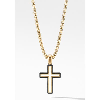 David Yurman Forged Carbon Cross Pendant With 18K Gold