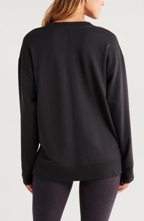 Shop Zella Luxe French Terry Sweatshirt In Black