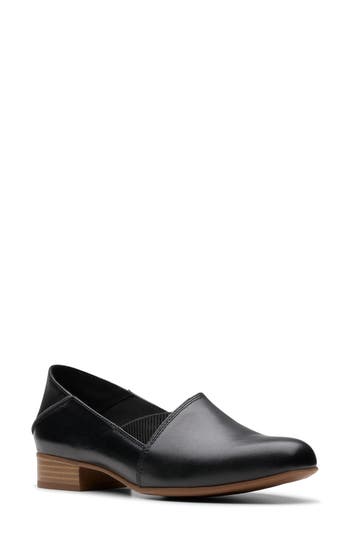 Clarks Juliet Trim Womens Leather Round Toe Loafers In Black Leather
