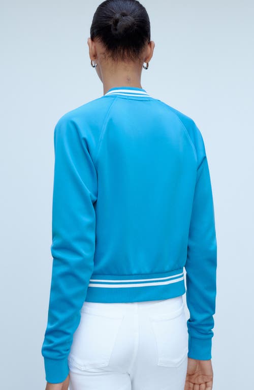 Shop Mango Contrast Stripe Bomber Jacket In Blue