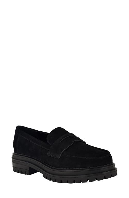 Calvin Klein Womens Solid Man Made Loafers In Black