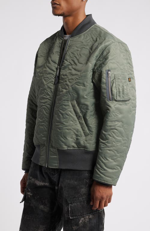 Shop Alpha Industries Camo Quilted Flight Jacket In Field Gray