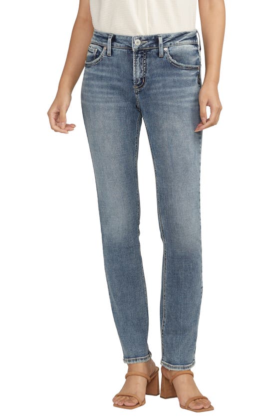 Shop Silver Jeans Co. Elyse Mid Rise Straight Leg Jeans In Indigo