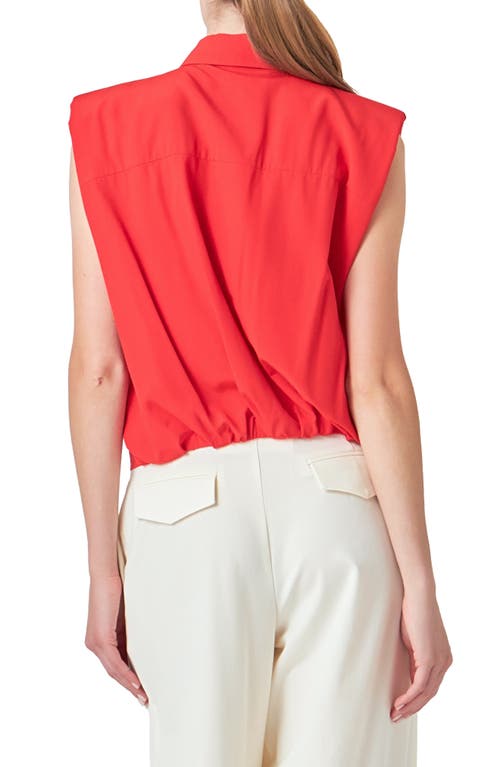 Endless Rose Pintuck Sleeveless Button-up Shirt In Red