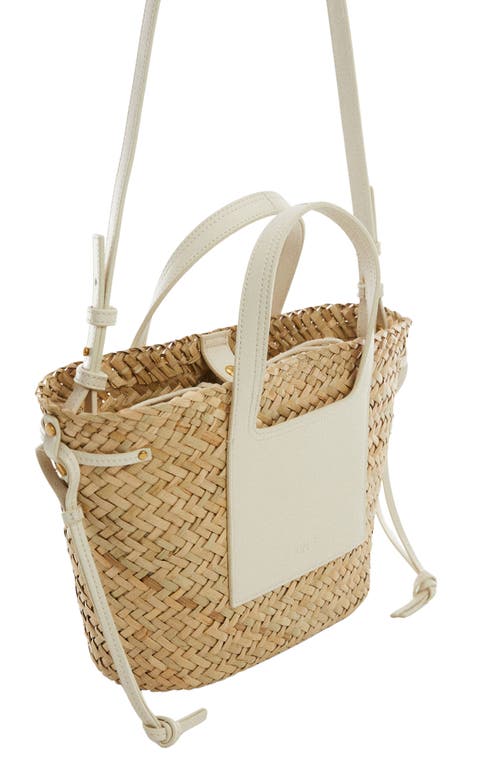 Mango Taormina Straw Convertible Tote In Light Ivory