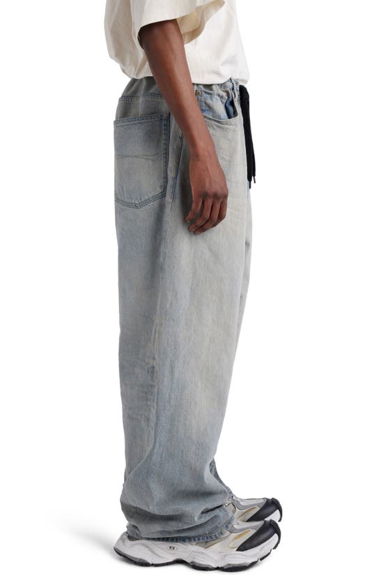 Shop Balenciaga Twisted Seam Baggy Wide Leg Jeans In Outback Blue