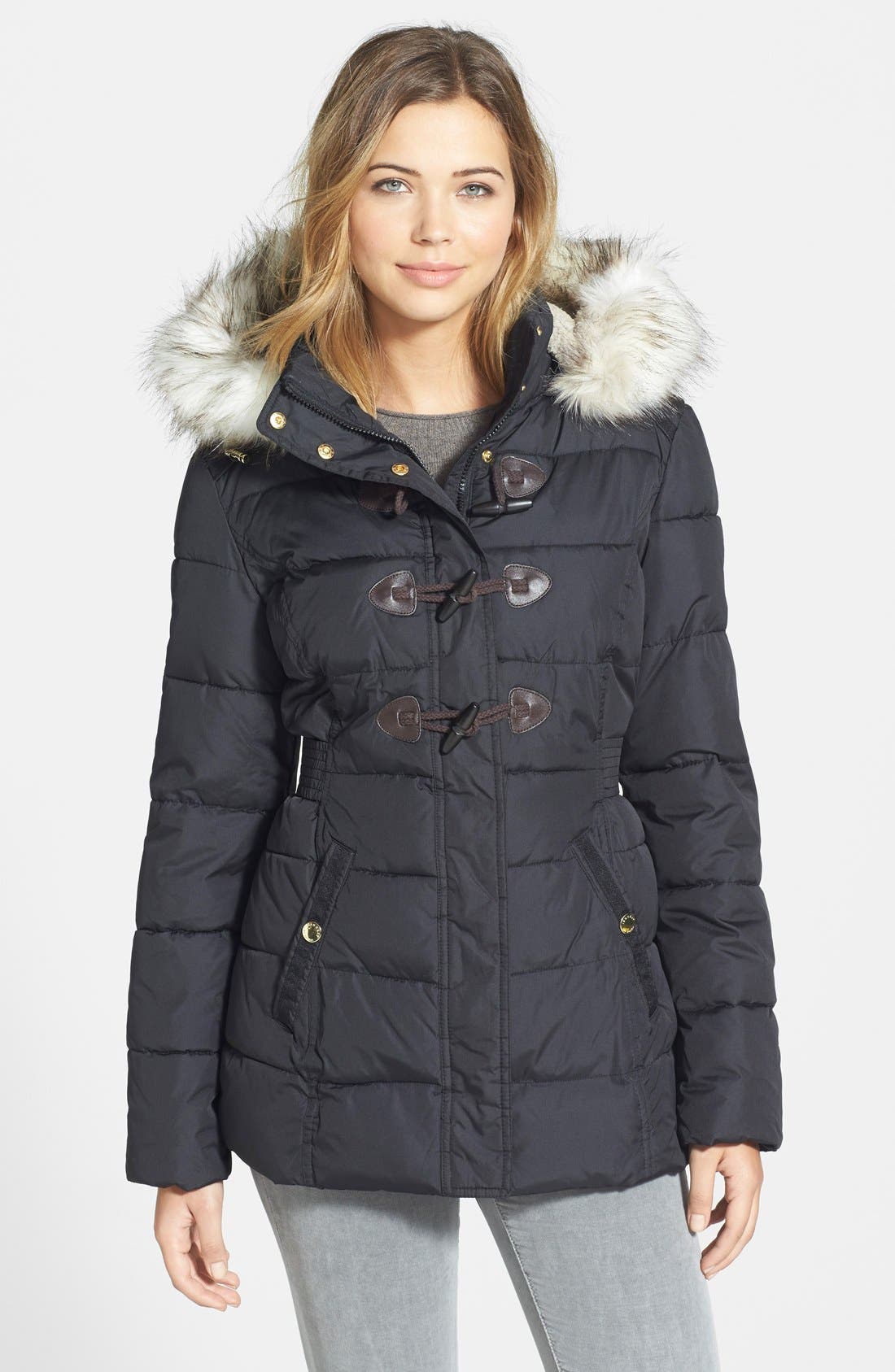 laundry by design puffer coat with faux fur