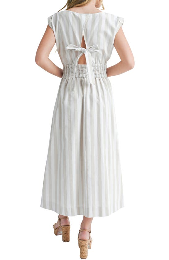 Shop Mila Mae Stripe Cotton Blend Midi Dress In Ivory Tan
