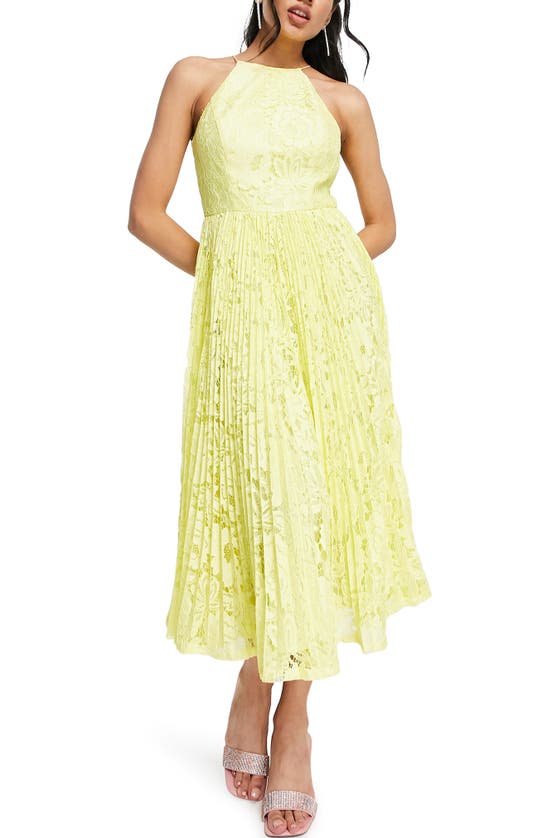 Asos Design Pleated Lace Midi Prom Dress In Yellow | ModeSens Asos Design Pleated Lace Midi Prom Dress In Yellow | ModeSens