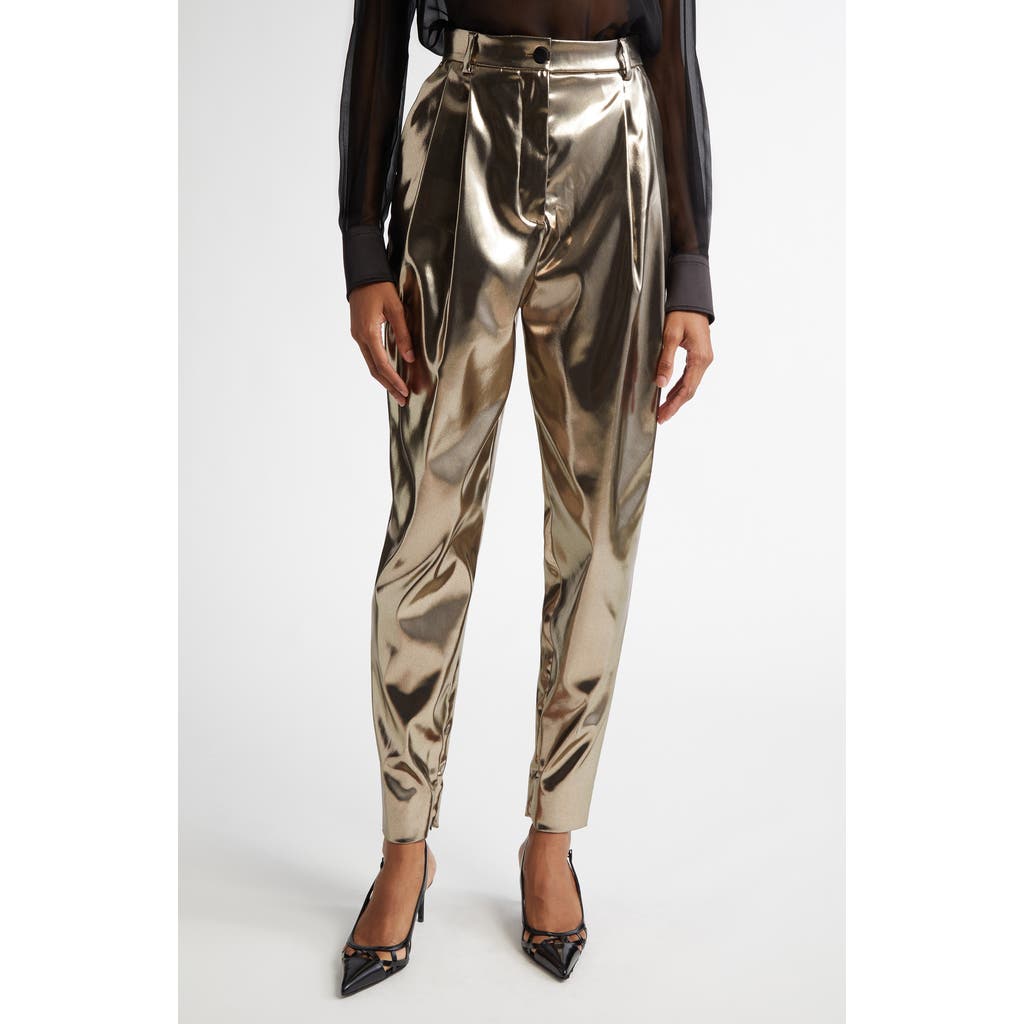 Dolce & Gabbana Foil Tapered Trousers In S0985 Oro Antico