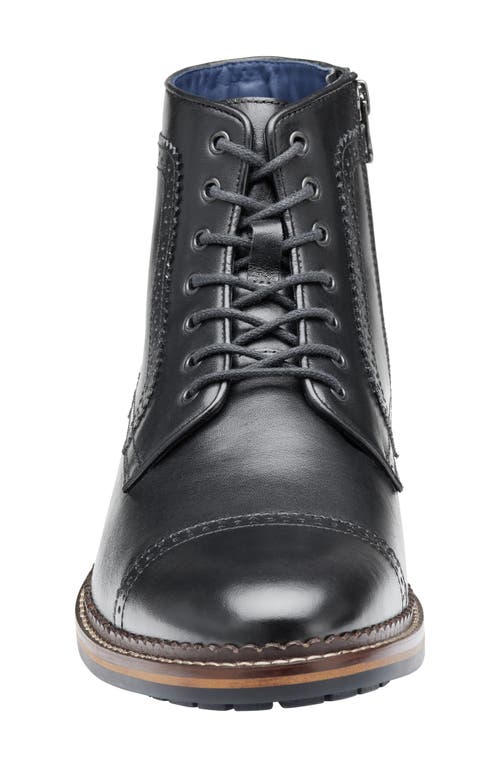 Johnston & Murphy Benton Leather Cap Toe Boot In Black Full Grain