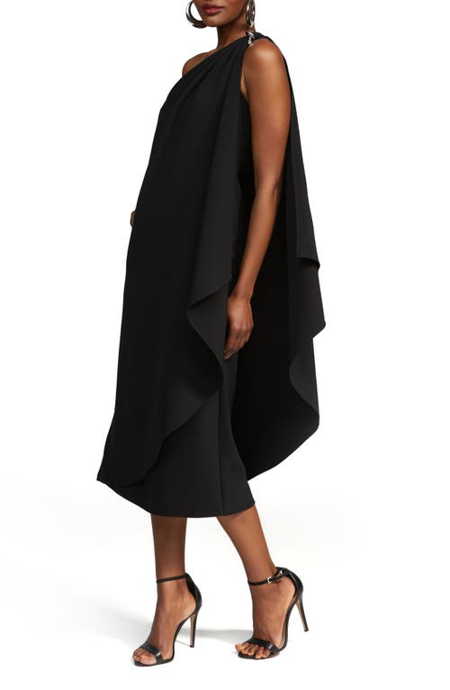 Shop Halston Aries One-shoulder Crepe Dress In Black
