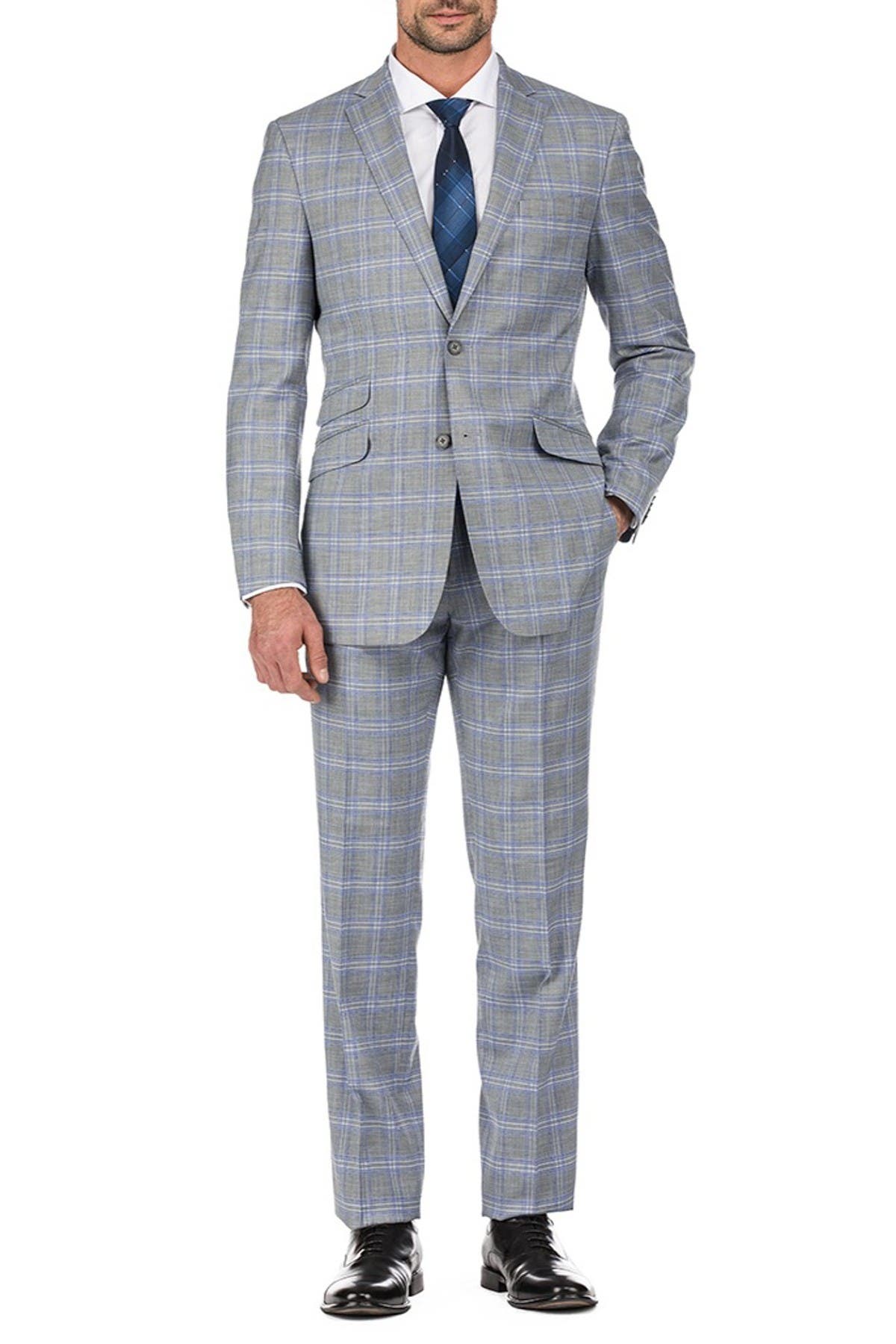 Boys Plaid Suit Blazer Slim Fit Notched Lapel Dress Check Sports Jacket