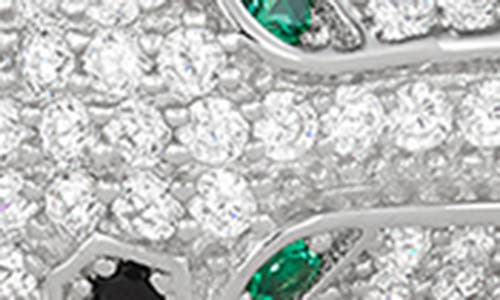 Fzn Sterling Silver Cz Pavé Panther Bangle Bracelet In Silver