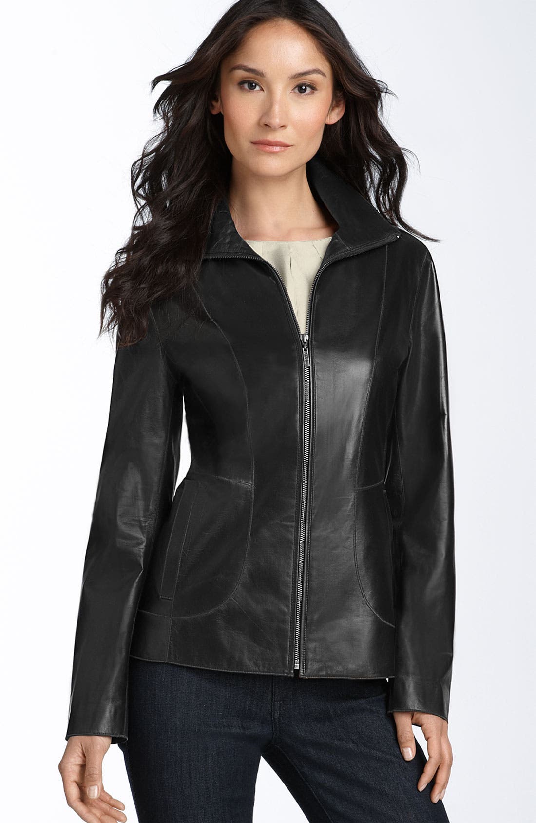 Cole Haan 'Updated' Leather Scuba Jacket Nordstrom