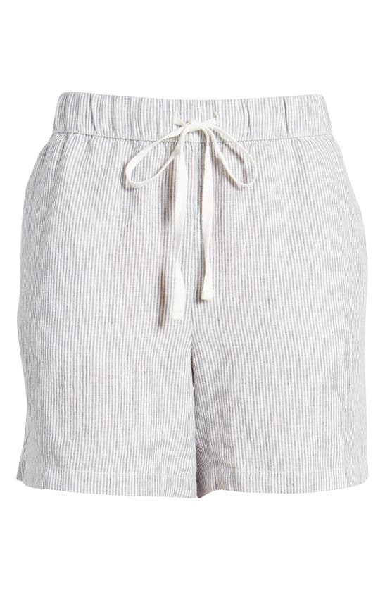 Shop Caslon Linen Blend Drawstring Shorts In Blue Vintage Leah Stripe
