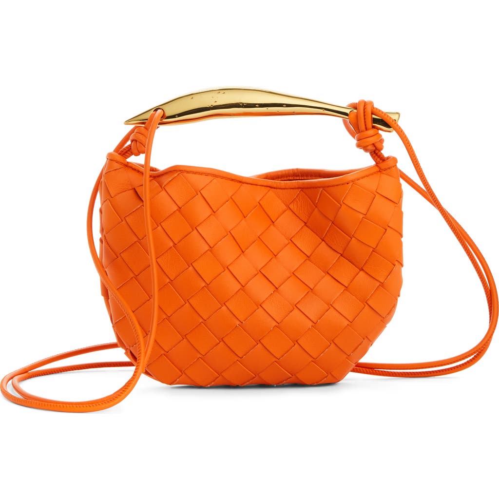 Bottega Veneta Sardine Intrecciato Crossbody Bag In Papaya/brass